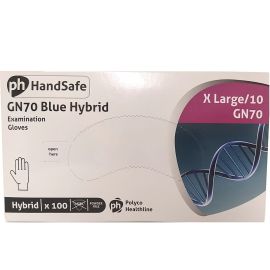 Polyco GN70 Blue Hybrid Latex Free Powder Free Extra Large Gloves - Pack Of 100