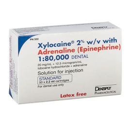 Xylocaine 2% with Adrenaline Standard 2.2ml Cartridges Latex Free - Pack Of 50 