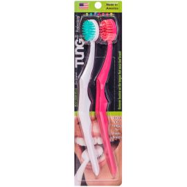 Tung Brush Tongue Cleaner With Hygiene Cap - Twin Pack
