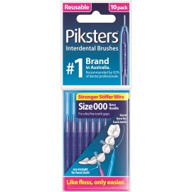 Pikster Interdental Brush Size 000 Navy Blue - 1 Pack Of 10 Brushes