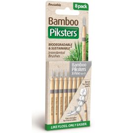 Piksters Bamboo Interdental Brush - Size 0 Grey 0.35mm - 8 Brushes Per Pack