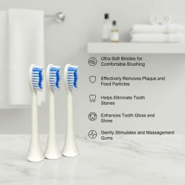 Pure Oral Sonic Replacement Heads White Pack Of 3