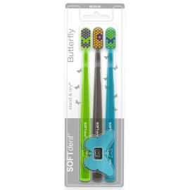 Softdent Butterfly Toothbrush Stand Dry Medium - 1 Pack of 3 
