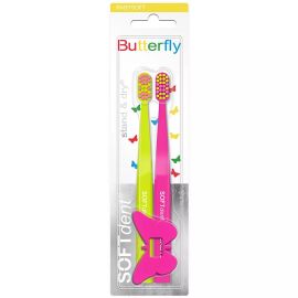 Softdent Butterfly Kids Baby Soft Stand Dry Toothbrush - 1 Pack of 2 