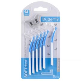 Softdent Butterfly Interdental L Shape (M) Blue 0.6mm - 1 Pack of 6