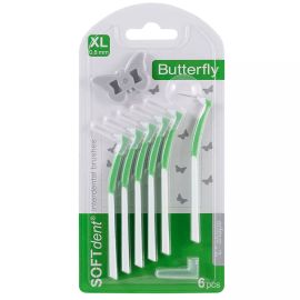 Softdent Butterfly Interdental L Shape (XL) Green 0.8mm - 1 Pack of 6
