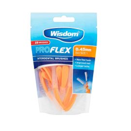 Wisdom Pro Flex Interdental 0.45mm Orange Brushes 25 Pack