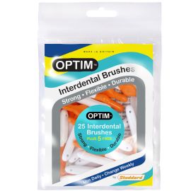 OPTIM 0.8mm Orange Standard Interdental Brush - Pack Of 25 Brushes Plus 5 Free