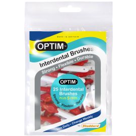 OPTIM 0.5mm Red Standard Interdental Brush - Pack Of 25 Brushes Plus 5 Free