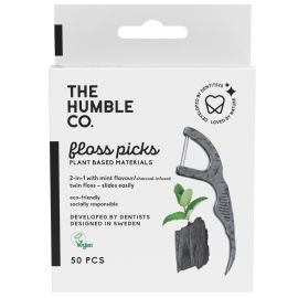 Humble Charcoal Floss Picks - P Shape - 50 Picks Per Pack