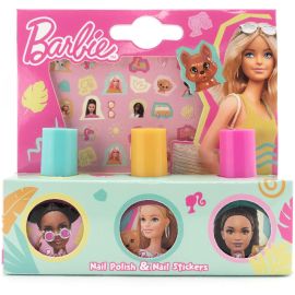 Barbie Nail Varnish 3X10ml & Stickers