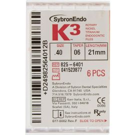 SybronEndo K3 Files - 40/.06 - Taper 21mm - Pack Of 6