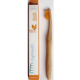 MyMouth Orange Medium Bamboo Toothbrush for Adults