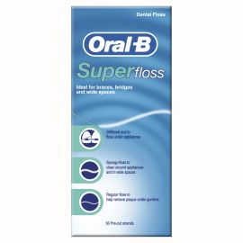 Oral-B Superfloss Plain - 1 Pack Of 50 Pre-Cut Strands