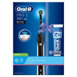 Oral-B Pro 1 650 CrossAction Black Electric Toothbrush With Toothpaste