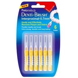 Denti-Brush Interproximal - 0.7mm Yellow - 6 Brushes Per Pack