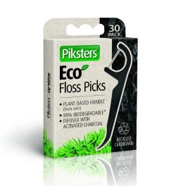 Piksters Eco Charcoal Floss Picks - Pack Of 30
