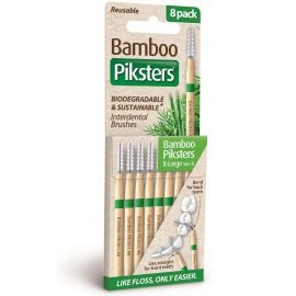 Piksters Bamboo Interdental Brush - Size 6 Green 0.80mm - 8 Brushes Per Pack