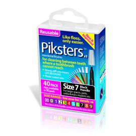 Piksters Interdental Brush - Size 7 Black 1.1mm - 40 Brushes Per Pack