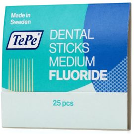 TePe Dental Wood Stick - Medium With Fluoride - 1 Pack Of 25 Sticks