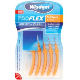 Wisdom Pro Flex Interdental Brush - 0.45mm Orange - 5 Brushes Per Pack