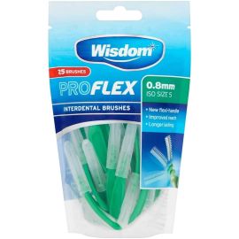 Wisdom Pro Flex Interdental 0.80mm Green Brushes 25 Pack