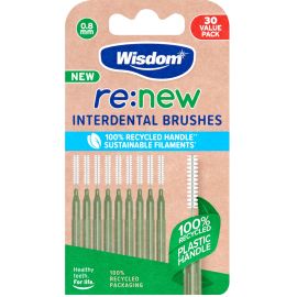 Wisdom re:New 0.8mm Green Interdental Brushes - Pack of 30