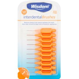 Wisdom Everyday 0.45mm Orange Interdental Brush - Value Pack Of 10 Brushes 